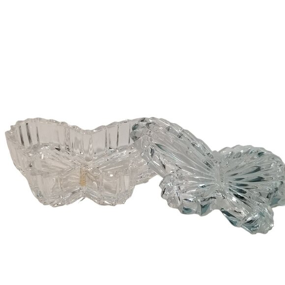 Crystal Butterfly Trinket Box Dish Nachtmann 24% Lead Bleikristall Germany VTG - Picture 4 of 12